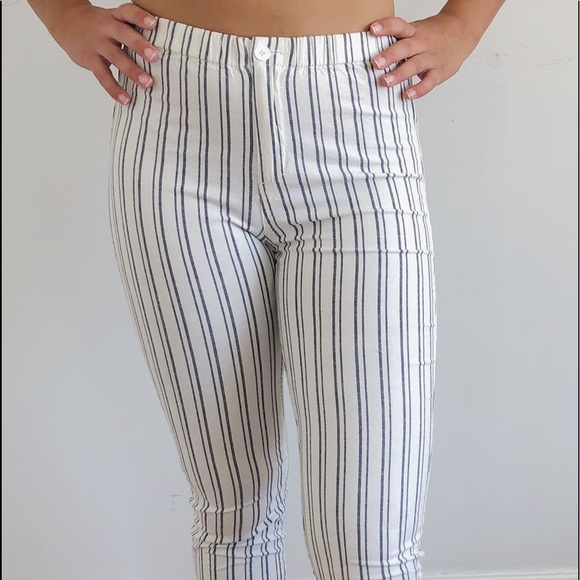 Brandy Melville white and blue striped pants - Picture 2 of 3